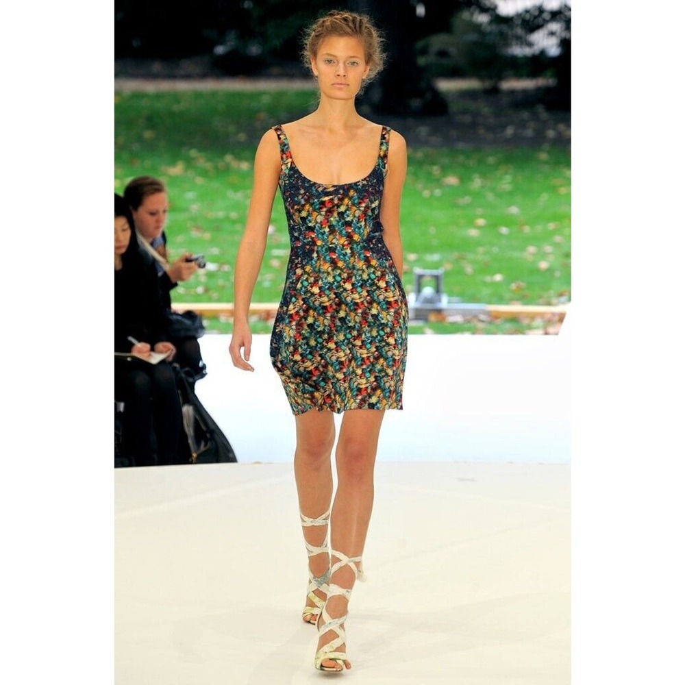 Runway Erdem Abstract Watercolor Floral Print Dress Size 8 Retail‎ $3250